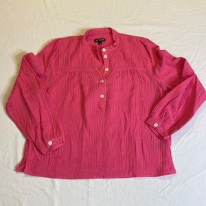 J Crew - NWOT - Pink Cotton/gauze Pop Over Top - Large